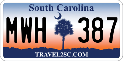 SC license plate MWH387