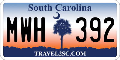 SC license plate MWH392