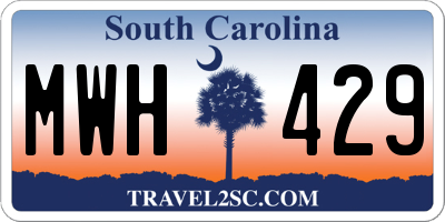 SC license plate MWH429