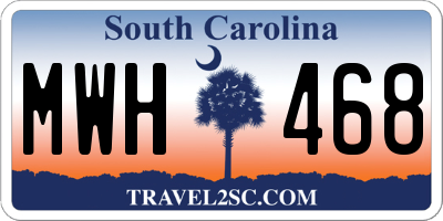 SC license plate MWH468