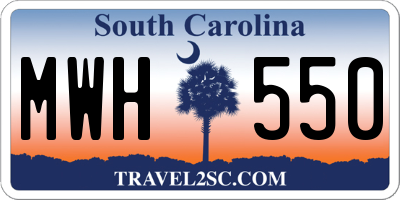 SC license plate MWH550