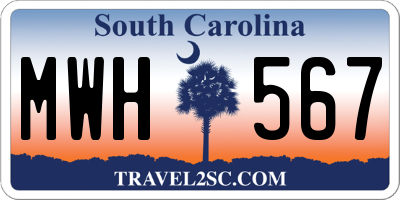 SC license plate MWH567