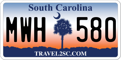 SC license plate MWH580