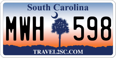 SC license plate MWH598