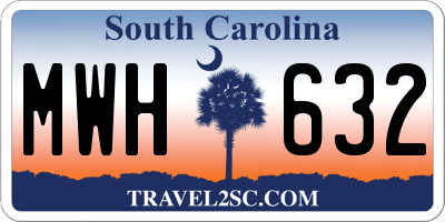 SC license plate MWH632