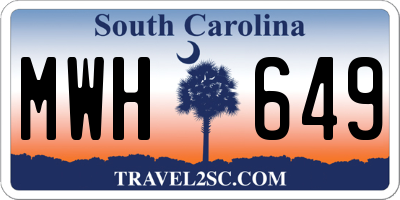 SC license plate MWH649