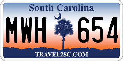 SC license plate MWH654