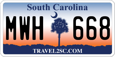 SC license plate MWH668
