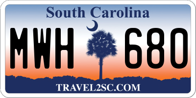 SC license plate MWH680