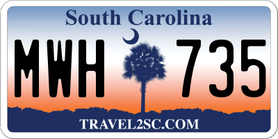 SC license plate MWH735