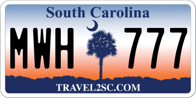 SC license plate MWH777