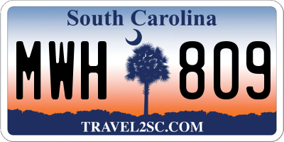 SC license plate MWH809