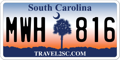 SC license plate MWH816