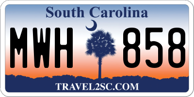 SC license plate MWH858