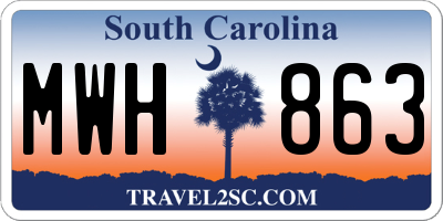 SC license plate MWH863