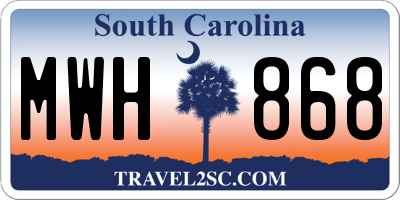 SC license plate MWH868
