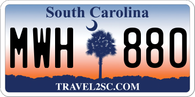 SC license plate MWH880