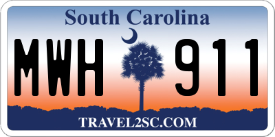 SC license plate MWH911