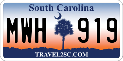 SC license plate MWH919