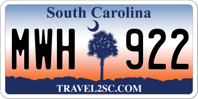 SC license plate MWH922