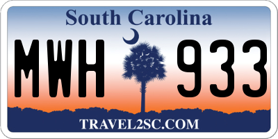 SC license plate MWH933