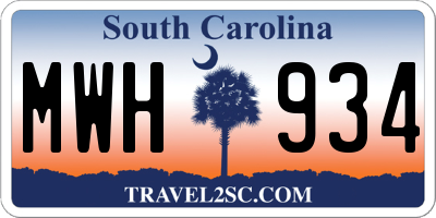 SC license plate MWH934