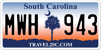 SC license plate MWH943
