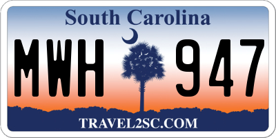 SC license plate MWH947