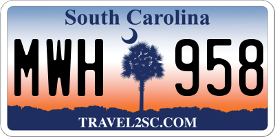 SC license plate MWH958