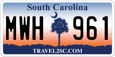 SC license plate MWH961
