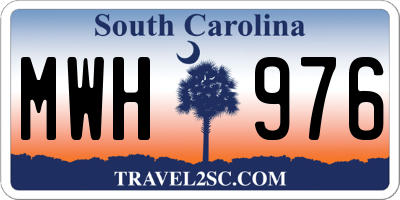 SC license plate MWH976