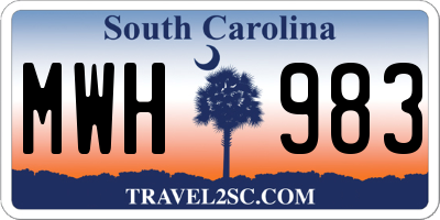 SC license plate MWH983