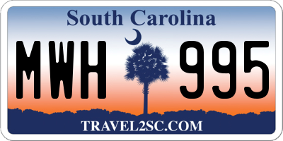 SC license plate MWH995