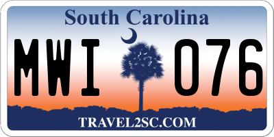 SC license plate MWI076