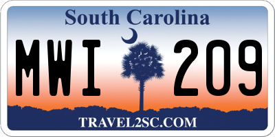 SC license plate MWI209