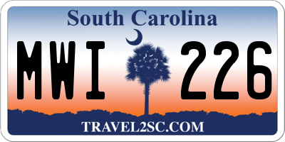 SC license plate MWI226