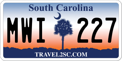 SC license plate MWI227