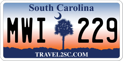 SC license plate MWI229