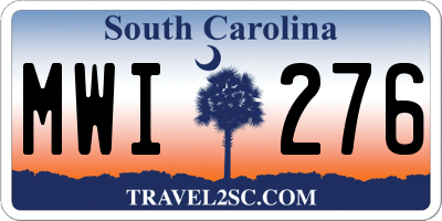 SC license plate MWI276