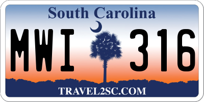 SC license plate MWI316
