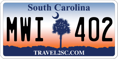 SC license plate MWI402