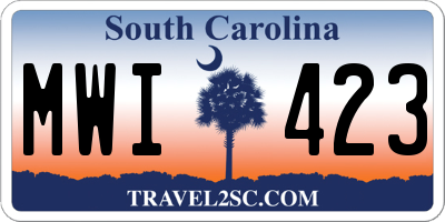 SC license plate MWI423