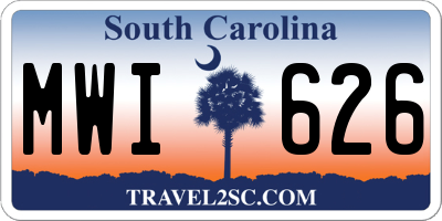 SC license plate MWI626