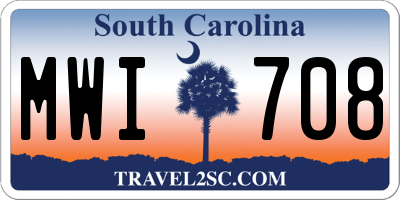 SC license plate MWI708