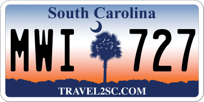 SC license plate MWI727