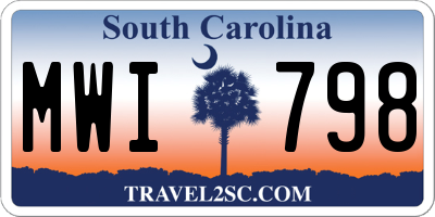 SC license plate MWI798