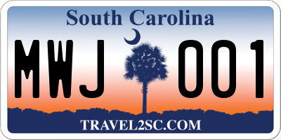 SC license plate MWJ001