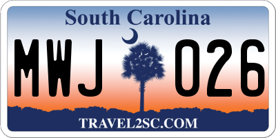 SC license plate MWJ026