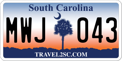 SC license plate MWJ043
