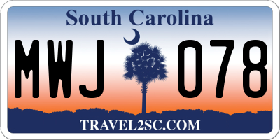 SC license plate MWJ078